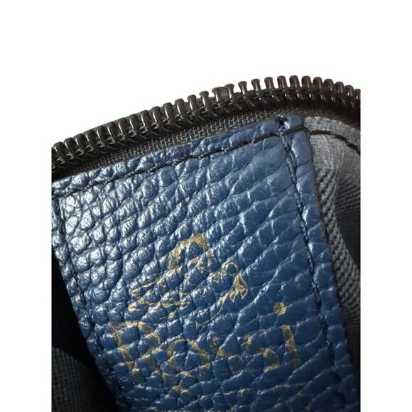 Bruno Rossi Italian Leather Backpack Navy Blue Convertible - Picture 2 of 7